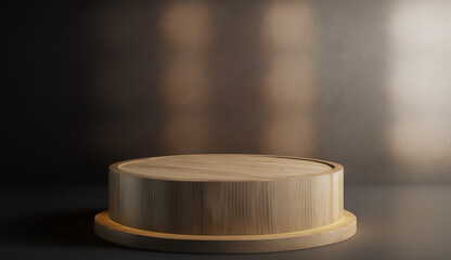 Wood podium exudes balance and harmony, creating an organic focal point