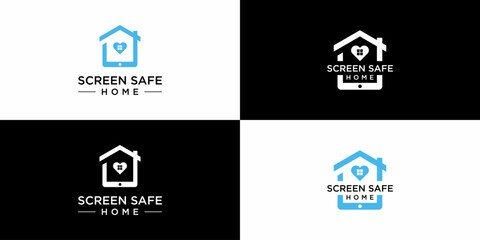 screen safe home logo designs, icon vector elements.