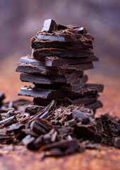 Dark chocolate broken into pieces