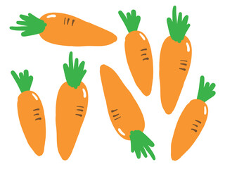 かわいいニンジンのテキスタイルセット／手描きイラスト素材