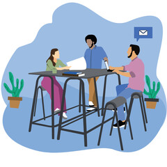 Workmates in a meeting sharing Office ideas