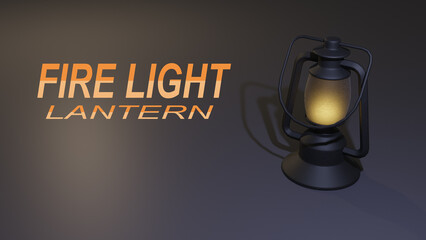 3d render fire light lantern with yellow bulb on the light blue background illustration vector