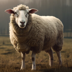 Obraz premium Image of sheep on nature background. Farm animals. Illustration, generative AI.