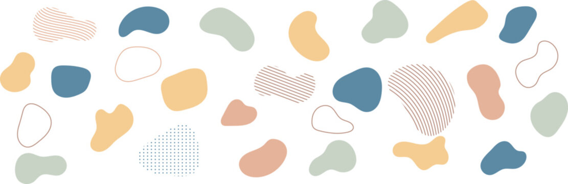 Abstract organic shape. modern blotch shape. Liquid basic shapes. Organic amoeba blob shape abstract colorful vector illustration. Basic stains geometric, isolated elements on white background