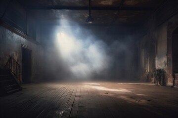 Empty Studio with Smoke and Lights for Showcasing a Product Generative AI 