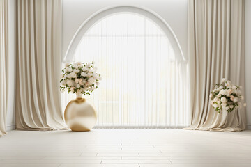Elegant Front View: Golden Ratio Composition of a Beautiful White Room with Stunning Interior