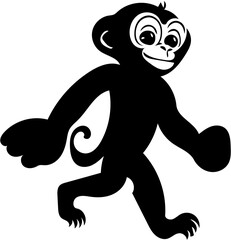 A very cute adorable monkey walking vector illustration icon design | Lovely monkey Silhouette svg