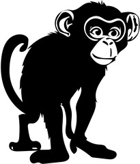 A wild chimpanzee vector illustration | Silhouette of a walking monkey Mascot svg