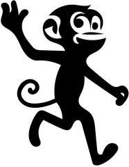 Fototapeta premium Say good bye a cute monkey walking vector illustration | adorable monkey Silhouette icon design 