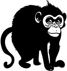 A mischievous monkey walking vector illustration | Silhouette of a naughty monkey 