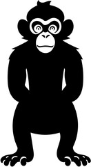 A standing tall black monkey vector illustration | Silhouette of a chimpanzee svg Mascot 