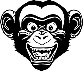 A chimpanzee with a wild smile Silhouette | vector illustration of a black monkey 