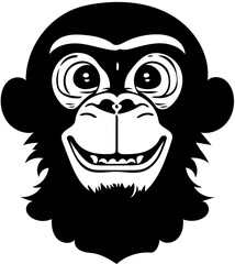 Obraz premium A cute mischievous monkey face vector illustration | Silhouette of a chimpanzee head
