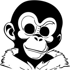 A wild daring monkey head vector illustration | Silhouette of a Furious chimpanzee, Mascot logo tattoo