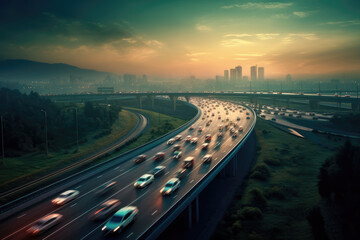 Hybrid cars on a highway