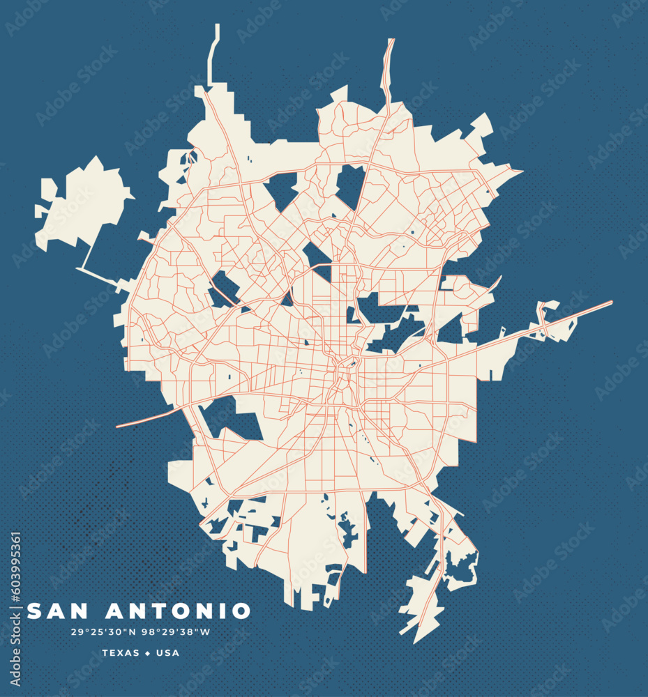 Wall mural san antonio map vector poster flyer