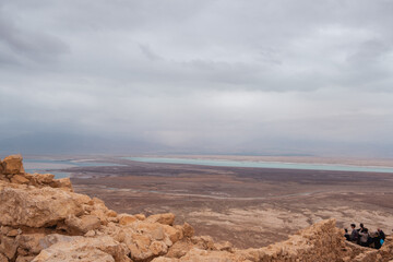 Obraz premium Judaean Desert and Dead Sea view. Southern District, Israel.
