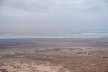 Judaean Desert and Dead Sea view. Southern District, Israel.
