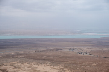 Fototapeta na wymiar Judaean Desert and Dead Sea view. Southern District, Israel.