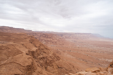 Judaean Desert view from Masada, Southern District, Israel.