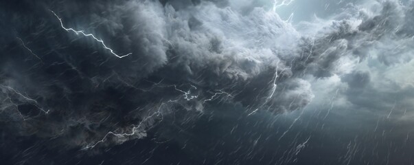 A dark storm background with sky, clouds and lightning Generative AI 