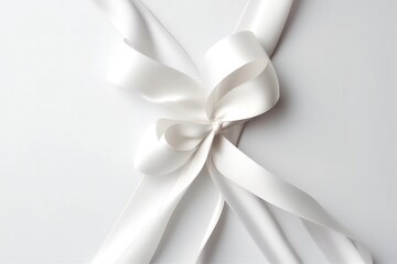 A composition of white ribbon on white background abstract banner with empty space Generative AI 
