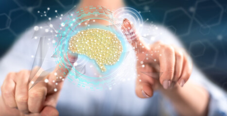Woman touching an artificial intelligence concept