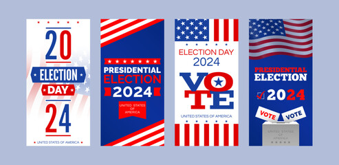 usa america presidential election 2024 vertical banners set