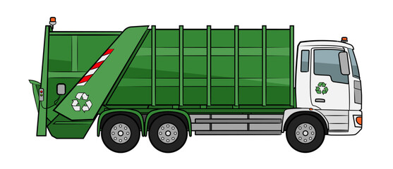 Garbage truck - colour vector stock illustration.