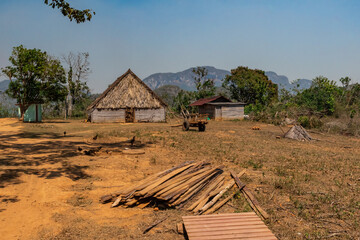 Farm for organic tobacco farming in the region of Vinales in Cuba.