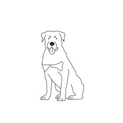 One line drawing. Dog Vector illustration. Rottweilers breed