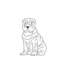 One line drawing. Dog Vector illustration. Chinese Shar-Pei breed