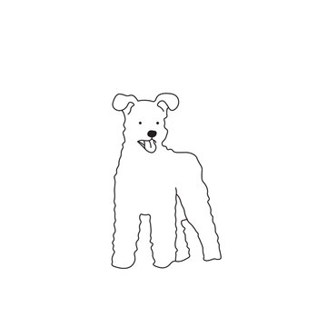One line drawing. Dog Vector illustration.  Pumik breed