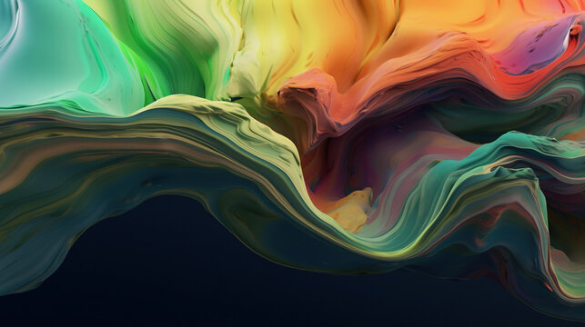 Abstract colorful wallpaper. Fluid art 3d background. AI
