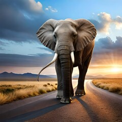 Fototapeta na wymiar elephant with blue sky 