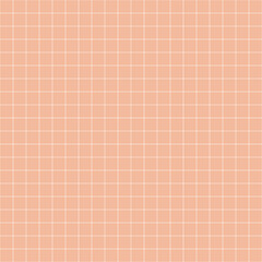 Seamless Modern Grid Checkered Square Pattern. Beige Background With White Stripes. Simple Design For Wallpaper, Fabric, Textile, Decoration. Minimalistic Print Style. Fresh And Joyful Vibrant Colors.