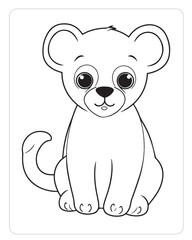 Obraz premium Cute cartoon bear sitting on white background for kids coloring book pages