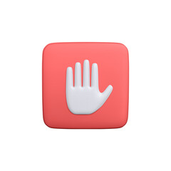 Obraz premium 3d realistic stop sign isolated white background. Hand stop symbol. Traffic stop. Symbol of restricted and dangerous. Vector illustration