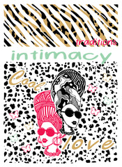 lettering girl and leopard print pattern