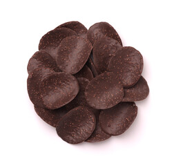 Top view of crispy dark chocolate wave chips