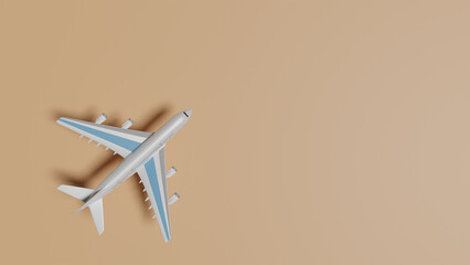 The 3D Air plane illustration with orange background