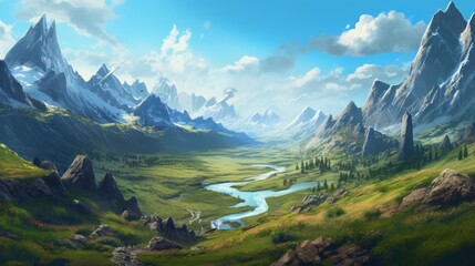 Fototapeta na wymiar Amazing Landscape Game Artwork
