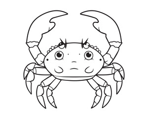 Cute Crab Coloring Book Cartoon Ilustration