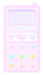 ピクセルアートなパステルゆめかわ携帯♪PNG