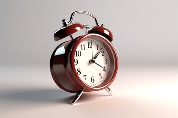 Naklejka premium A red alarm clock isolated on white background. Generative AI