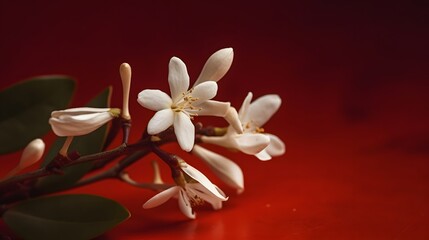Generative AI
Blooming jasmine on a red background