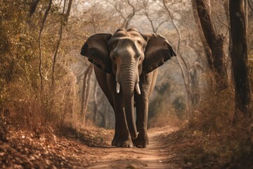 Fototapeta premium elephant on road