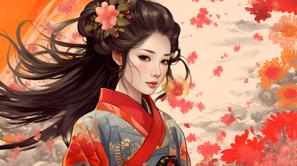 Hand-drawn illustration of delicious Chinese classical beauty
