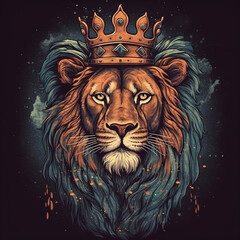 Obraz premium Lion head illustration. Generative ai