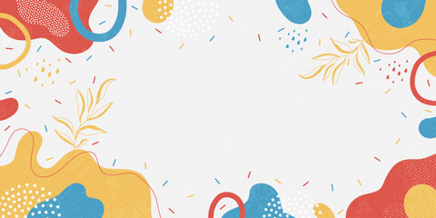 Fototapeta premium Doodle background with abstract shapes and dots. Modern vector pattern for Banner, Flyer, Cover...